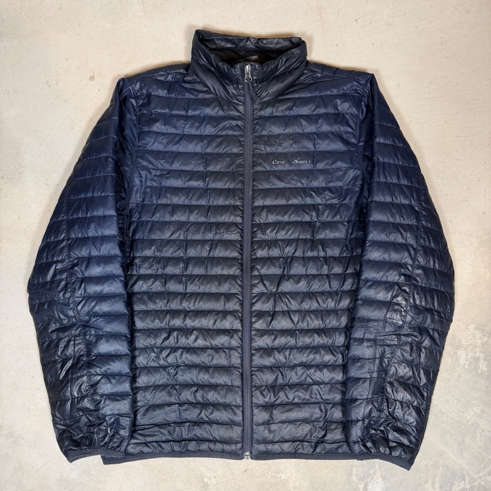 Eddie Bauer Mens Small Navy Blue Full Zip Puffer Jacket Lightweight Insulated